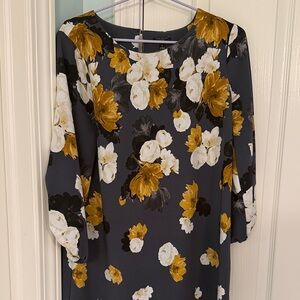Ann Taylor Floral Top - Gray, Yellow, White